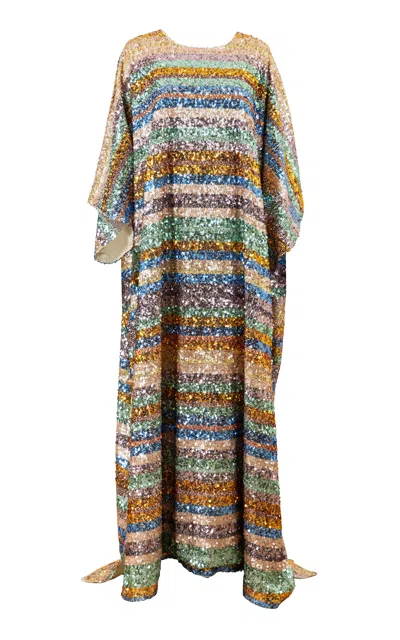 La Vie Style House Pastel Sequined Caftan In Multi