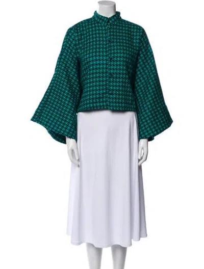 Pre-owned La Vie Style House Patterned Evening Jacket In Green