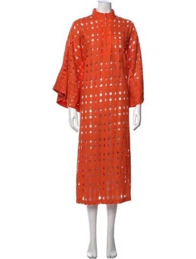 Pre-owned La Vie Style House Patterned Long Dress In Orange