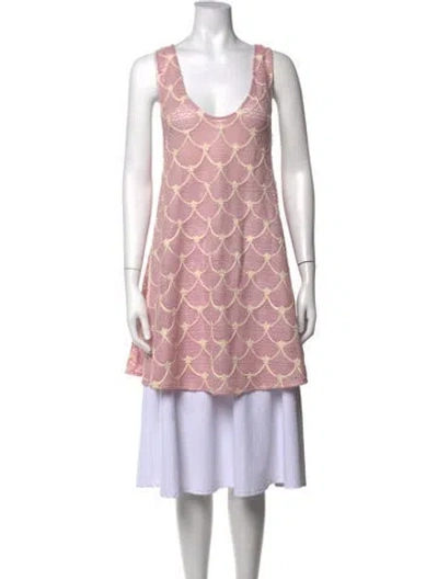 Pre-owned La Vie Style House Patterned Scoop Neck Tunic In Pink