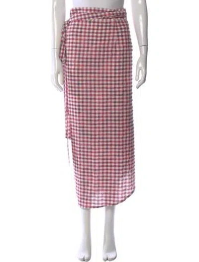 Pre-owned La Vie Style House Plaid Print Long Skirt In Pink