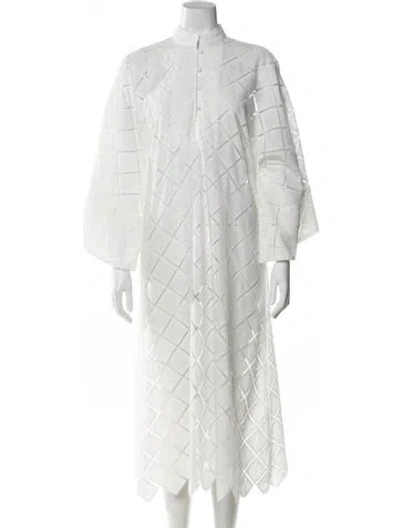 Pre-owned La Vie Style House Plaid Print Midi Length Dress In White