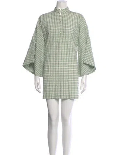 Pre-owned La Vie Style House Plaid Print Mini Dress In Green