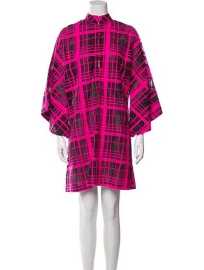 Pre-owned La Vie Style House Plaid Print Mini Dress In Pink