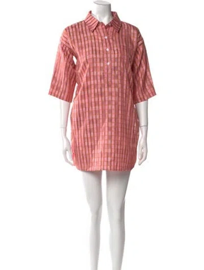 Pre-owned La Vie Style House Plaid Print Mini Dress In Pink