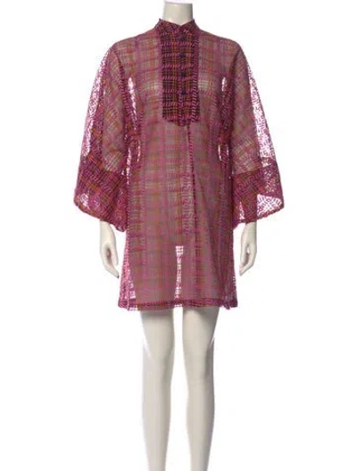 Pre-owned La Vie Style House Plaid Print Mini Dress In Pink