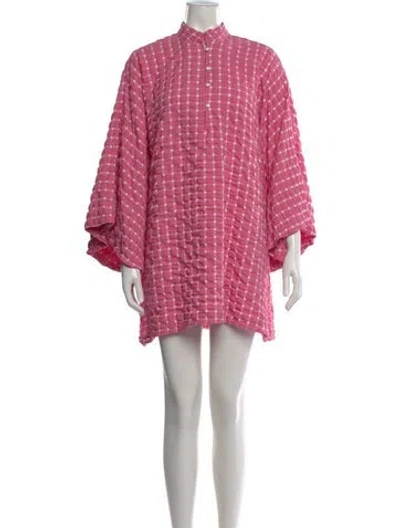 Pre-owned La Vie Style House Plaid Print Mini Dress In Pink