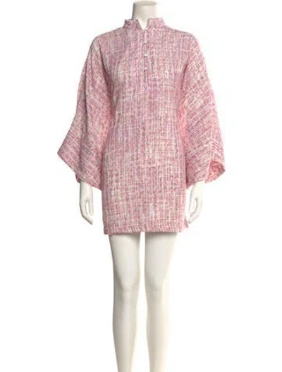 Pre-owned La Vie Style House Plaid Print Mini Dress In Pink