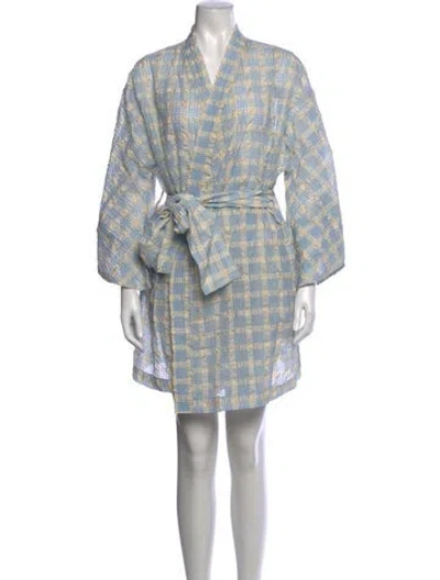 Pre-owned La Vie Style House Plaid Print Mini Dress W/ Tags In Blue
