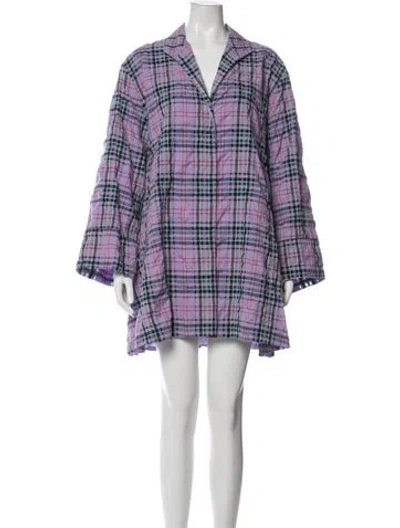 Pre-owned La Vie Style House Plaid Print Mini Dress W/ Tags In Purple