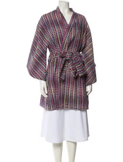 Pre-owned La Vie Style House Printed Glitter Accents Robe In Purple