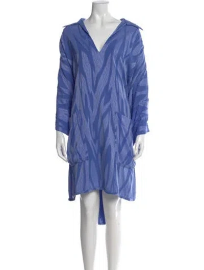 Pre-owned La Vie Style House Printed Knee-length Dress In Blue