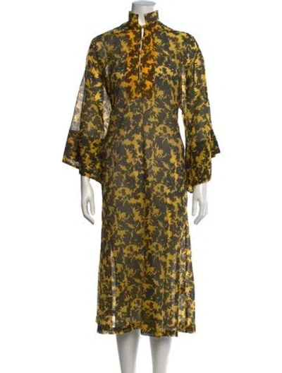 Pre-owned La Vie Style House Printed Long Dress In Black/yellow