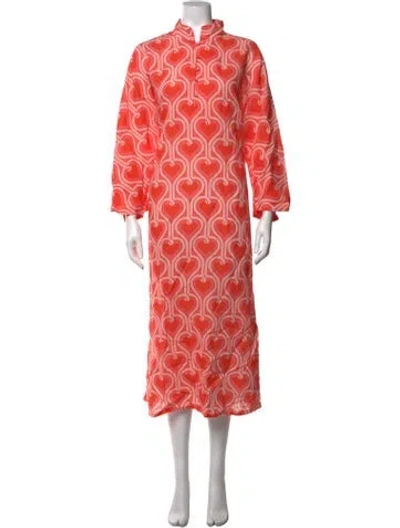 Pre-owned La Vie Style House Printed Long Dress In Orange