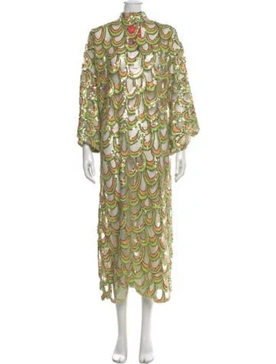 Pre-owned La Vie Style House Printed Long Dress W/ Tags In Green