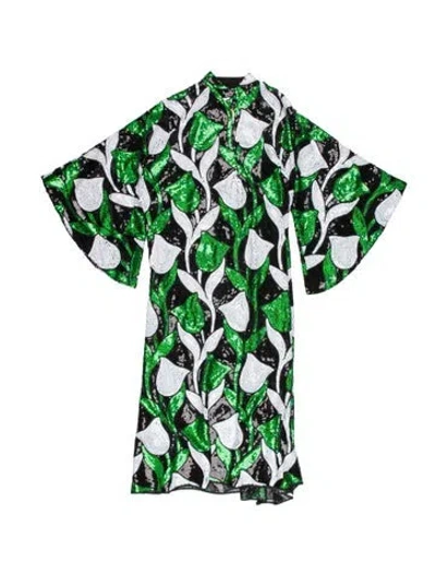 Pre-owned La Vie Style House Printed Midi Length Dress In Green