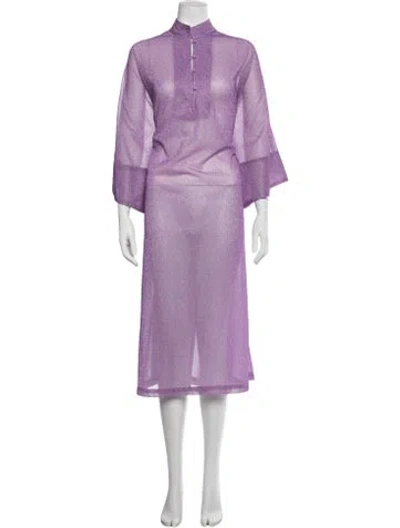 Pre-owned La Vie Style House Printed Midi Length Dress In Purple