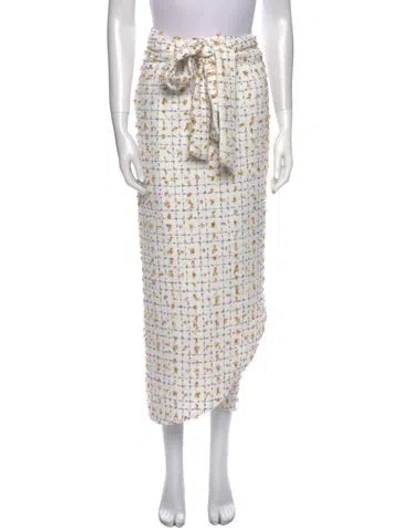 Pre-owned La Vie Style House Printed Midi Length Skirt In White