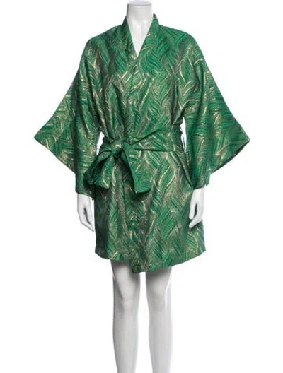 Pre-owned La Vie Style House Printed Mini Dress In Green