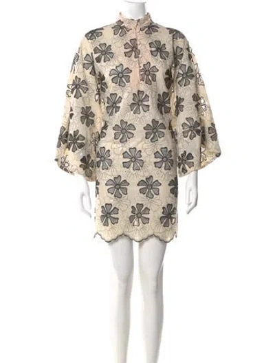 Pre-owned La Vie Style House Printed Mini Dress In Neutral