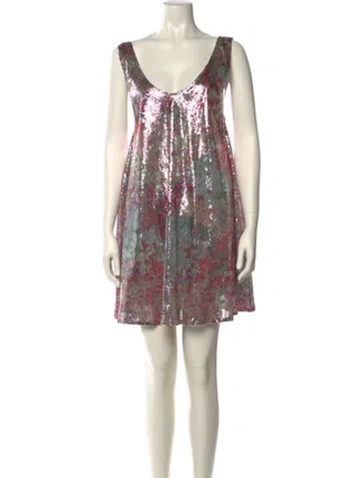Pre-owned La Vie Style House Printed Mini Dress In Pink