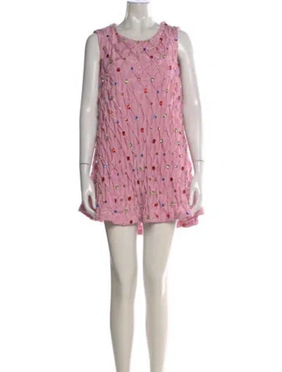 Pre-owned La Vie Style House Printed Mini Dress In Pink