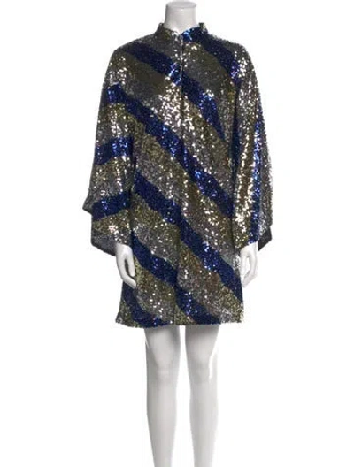 Pre-owned La Vie Style House Printed Mini Dress W/ Tags In Blue