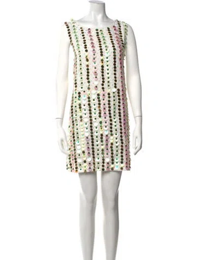 Pre-owned La Vie Style House Printed Mini Dress In White