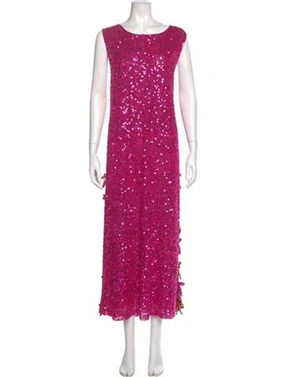 Pre-owned La Vie Style House Scoop Neck Long Dress In Pink