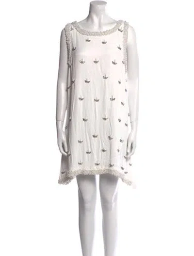 Pre-owned La Vie Style House Scoop Neck Mini Dress In White