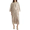 La Vie Style House Sequin Stripe Maxi Dress In Silver