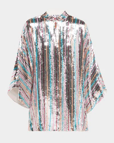 La Vie Style House Sequin Striped Caftan In Multi