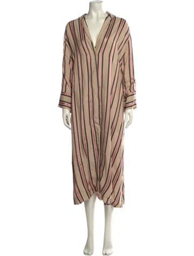 Pre-owned La Vie Style House Silk Long Dress W/ Tags In Neutral