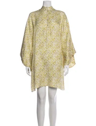 Pre-owned La Vie Style House Silk Mini Dress In Yellow