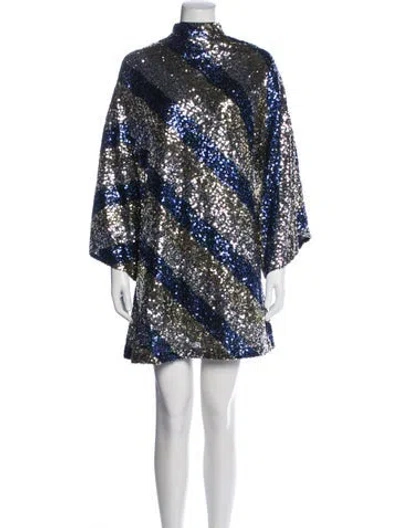 Pre-owned La Vie Style House Striped Mini Dress In Blue