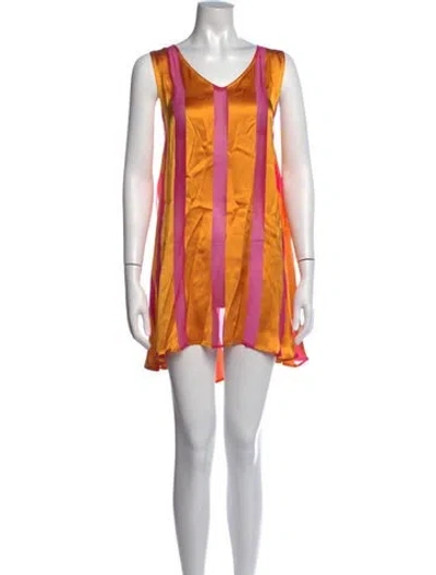 Pre-owned La Vie Style House Striped Mini Dress In Orange