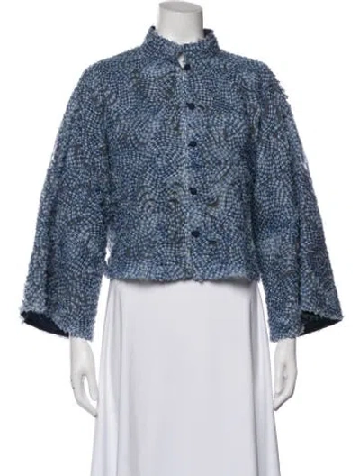 Pre-owned La Vie Style House Tweed Pattern Evening Jacket In Blue