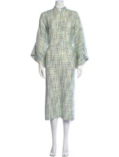 Pre-owned La Vie Style House Tweed Pattern Long Dress In Blue/neutrals