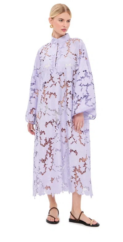 La Vie Style House Violet Floral Flat Lace Maxi Caftan Violet In Purple