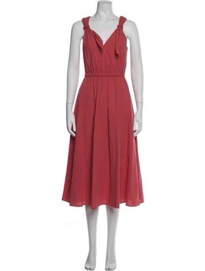 Pre-owned La Vie Style House V-neck Midi Length Dress In Pink