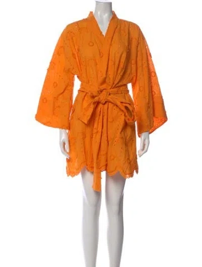Pre-owned La Vie Style House V-neck Mini Dress W/ Tags In Orange