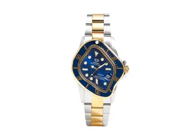 Pre-owned Laarvee Men's  Silver & Golden Precision Steel Pea001sgblu Watch In Stainless Steel