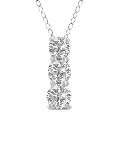 Lab Grown Diamonds 14k 0.25 Ct. Tw. Lab Grown Diamond Necklace In Metallic