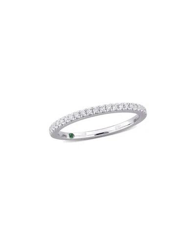 Lab Grown Diamonds 14k 0.19 Ct. Tw. Lab Grown Diamond & Tsavorite Ring In White