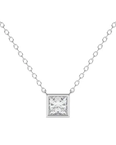 Lab Grown Diamonds 14k 0.25 Ct. Tw. Lab-grown Diamond Necklace In Metallic