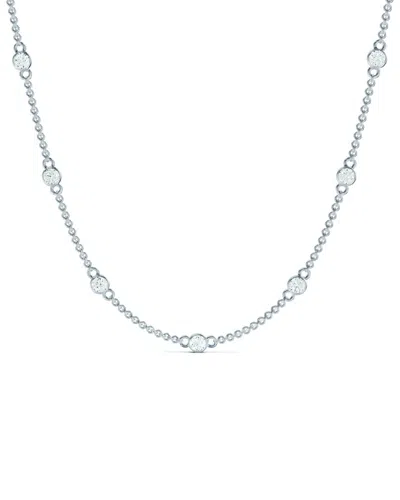Lab Grown Diamonds 14k 0.25 Ct. Tw. Lab-grown Diamond Station Necklace In Silver