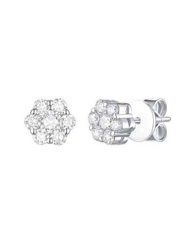 Lab Grown Diamonds 14k 0.50 Ct. Tw. Lab-grown Diamond Flower Earrings In Metallic