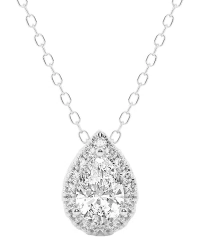 Lab Grown Diamonds 14k 0.63 Ct. Tw. Lab Grown Diamond Halo Pendant In White