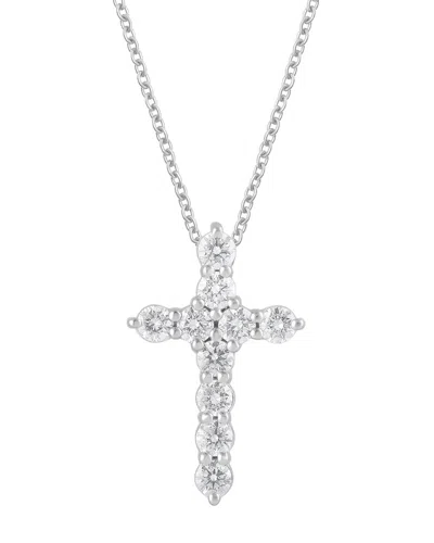 Lab Grown Diamonds 14k 1.00 Ct. Tw. Lab Grown Diamond Cross Pendant In Metallic