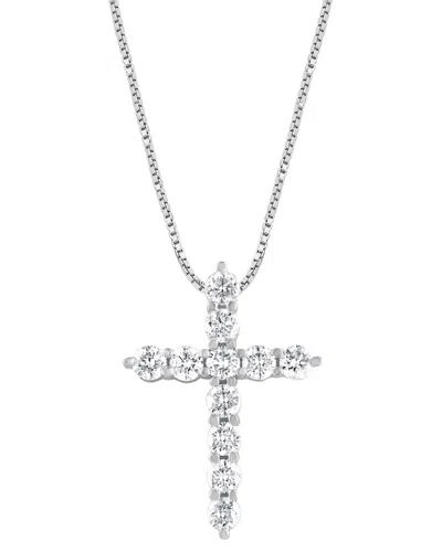 Lab Grown Diamonds 14k 1.00 Ct. Tw. Lab Grown Diamond Cross Pendant In Metallic